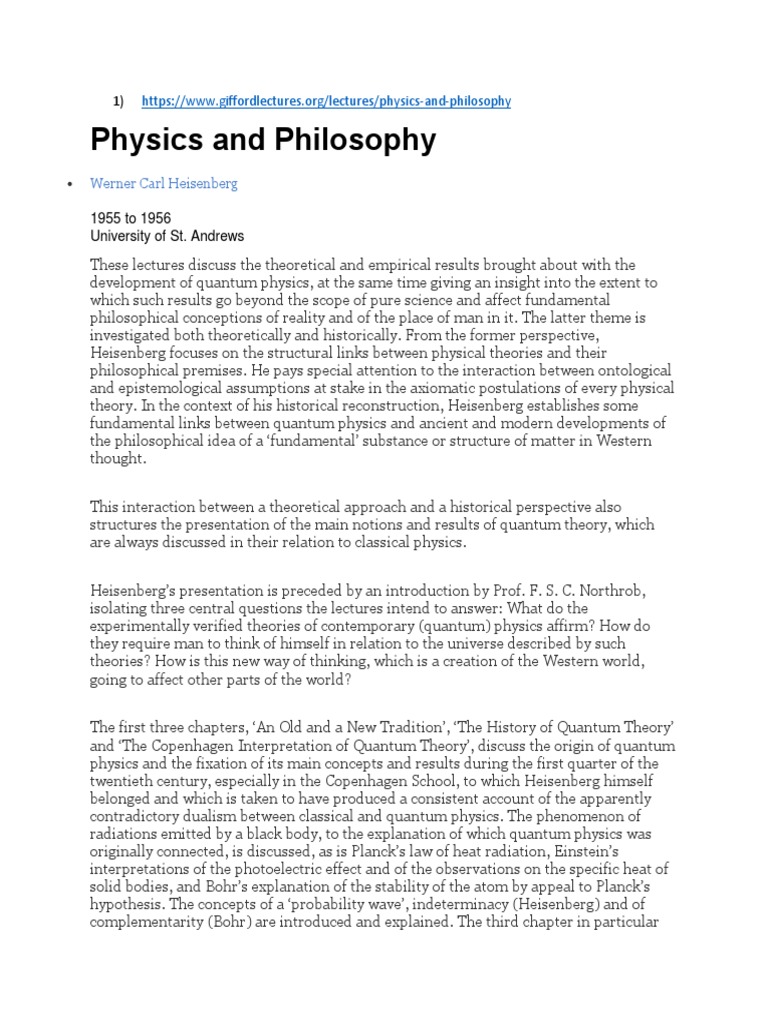 Physics and Philosophy Werner Carl Heisenberg PDF A Priori And