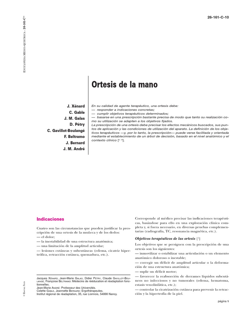 Ortesis de Mmss Mano PDF | PDF | Mano | Sistema musculoesquelético