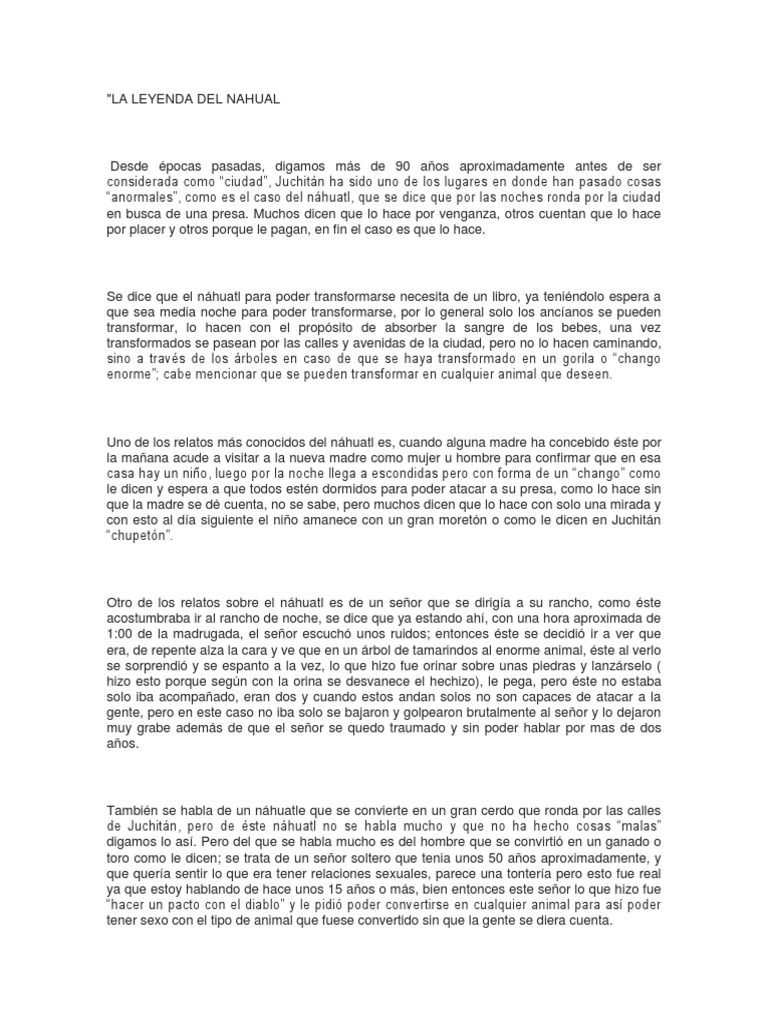 La Leyenda Del Nahual PDF Ocio