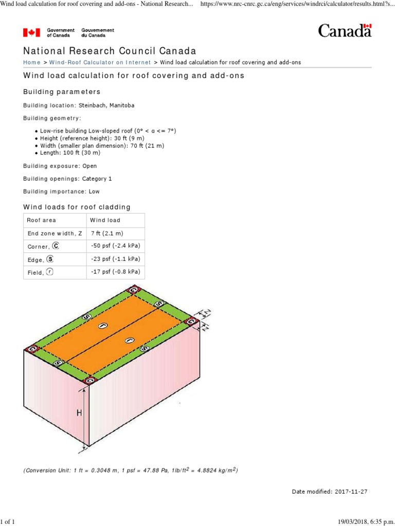 Wind Load Calculation for Roofs | PDF
