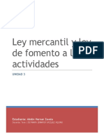 La Ley Mercantil y Ley de Fomento A Las Actividades