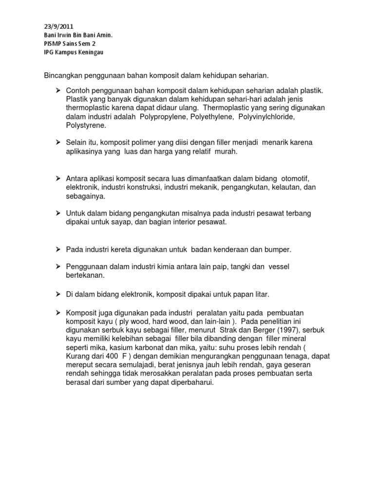 Komposit Dalam Kehidupan Seharian Pdf