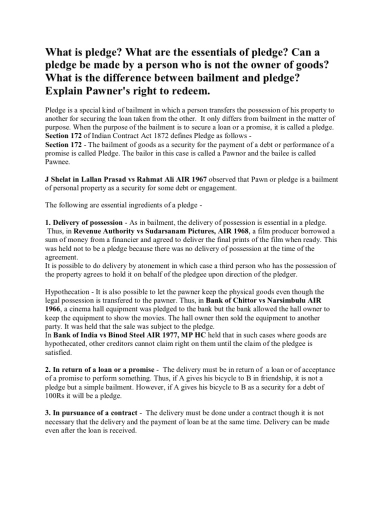 What Is Pledge | PDF | Loans | Debt