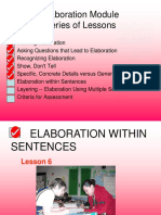 Elaboration Module Series of Lessons