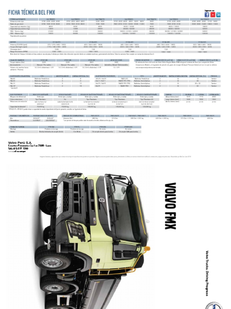 Ficha Técnica Volvo FMX 500 y Variantes | PDF | Eje | Camión