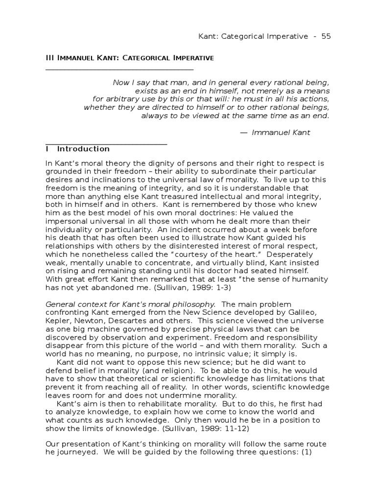 Iii Kant And Categorical Imperative Pdf A Priori And A Posteriori Immanuel Kant