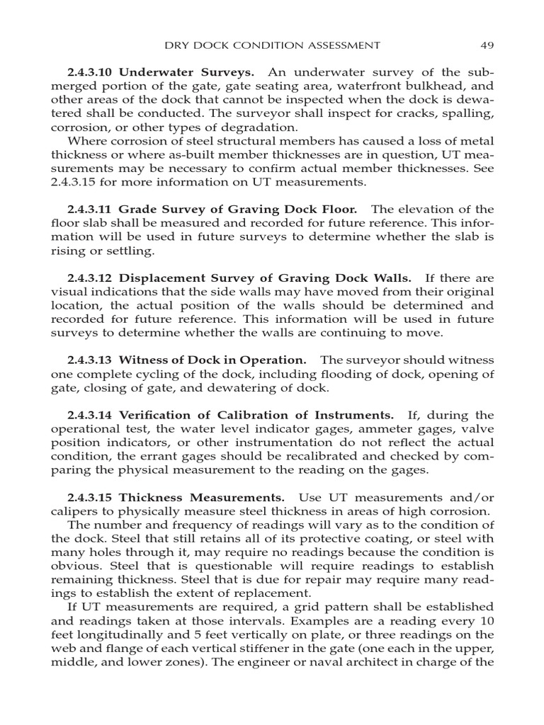 2.4.3.10 Underwater Surveys.: Dry Dock Condition Assessment 49 | PDF ...