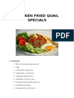 Chicken Fried Quail Specials