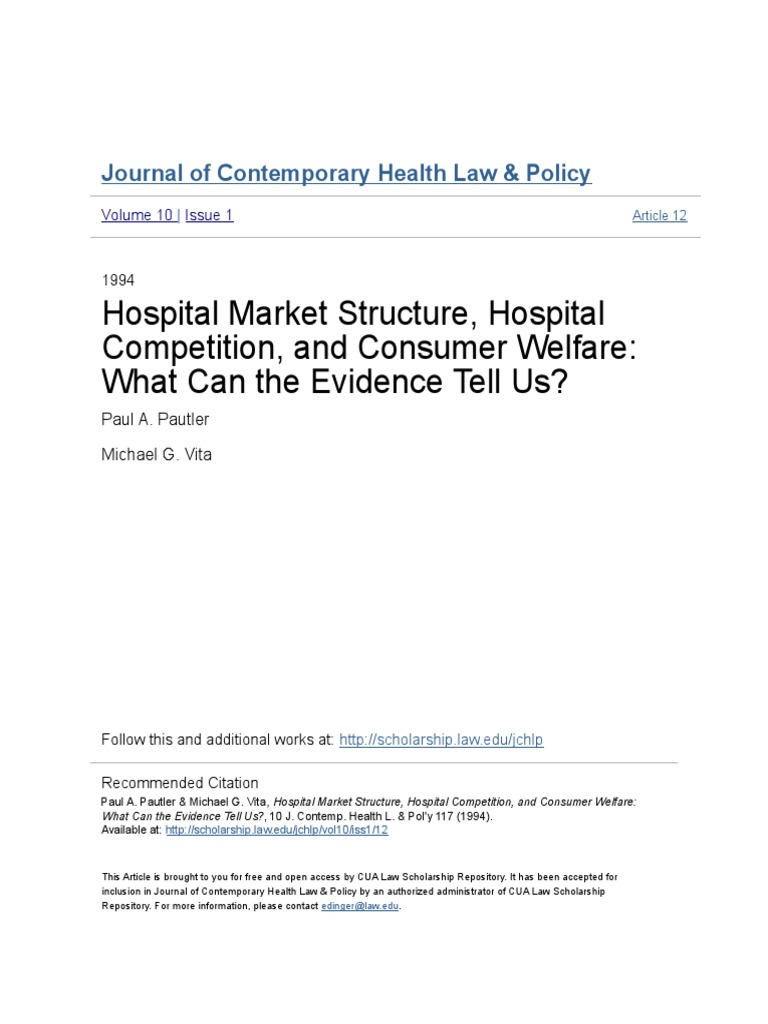 Hospital Market Structure Hospital Competition and Consumer PDF