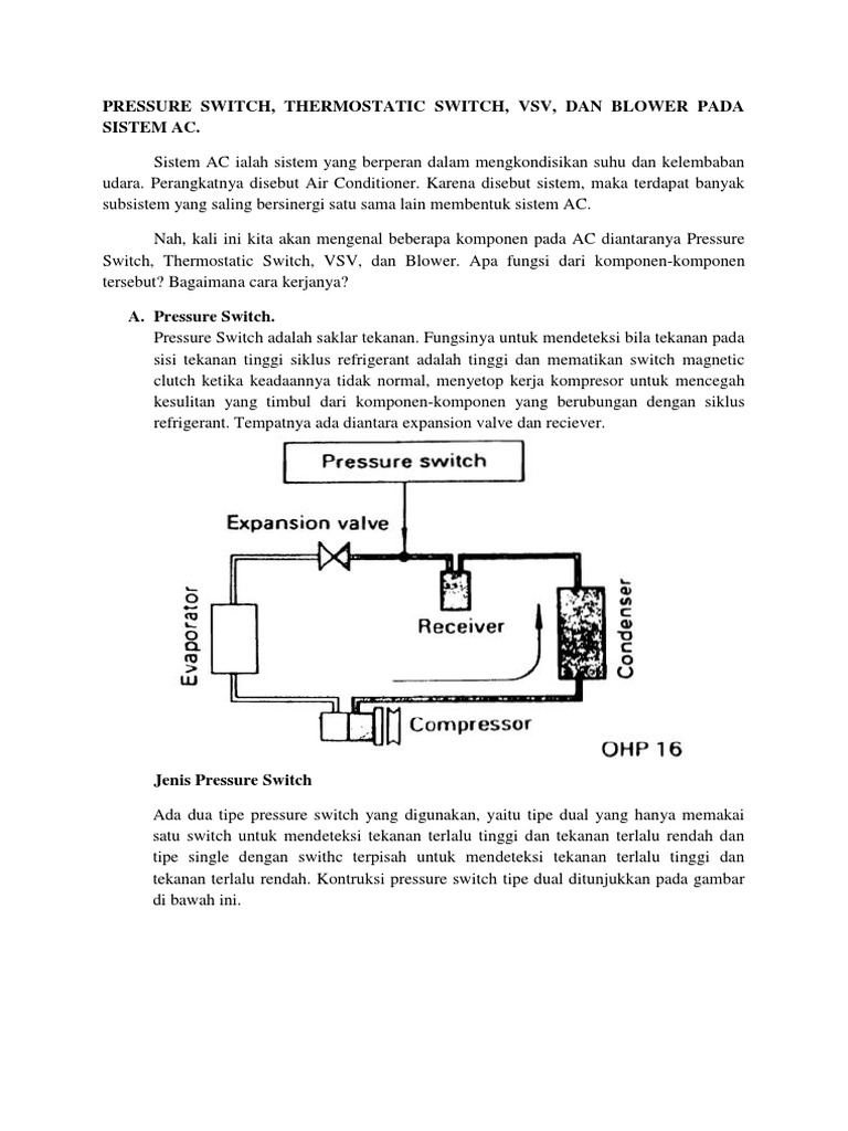 Blower, Pressure Switch, Thermostatic Switch, VSV 21st Learning PDF