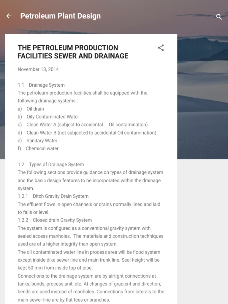 The Petroleum Production Facilities Sewer and Drainage PDF Sanitary