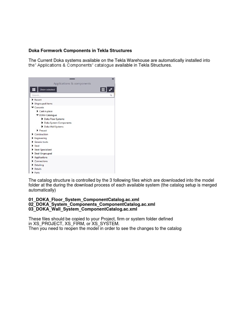 Doka Formwork Components in Tekla Structures | PDF