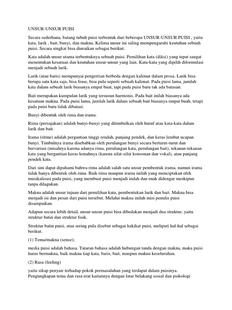 Unsur Puisi Pdf