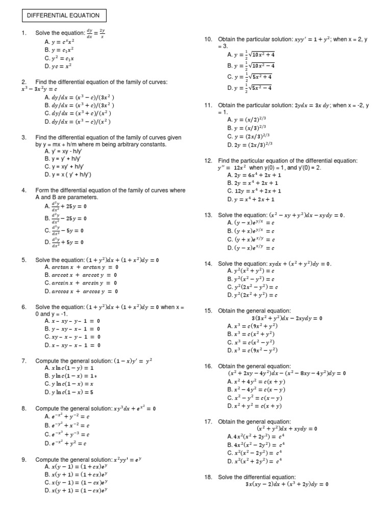 Handouts Differential Equation And Advanced Mathematics Determinant Matrix Mathematics