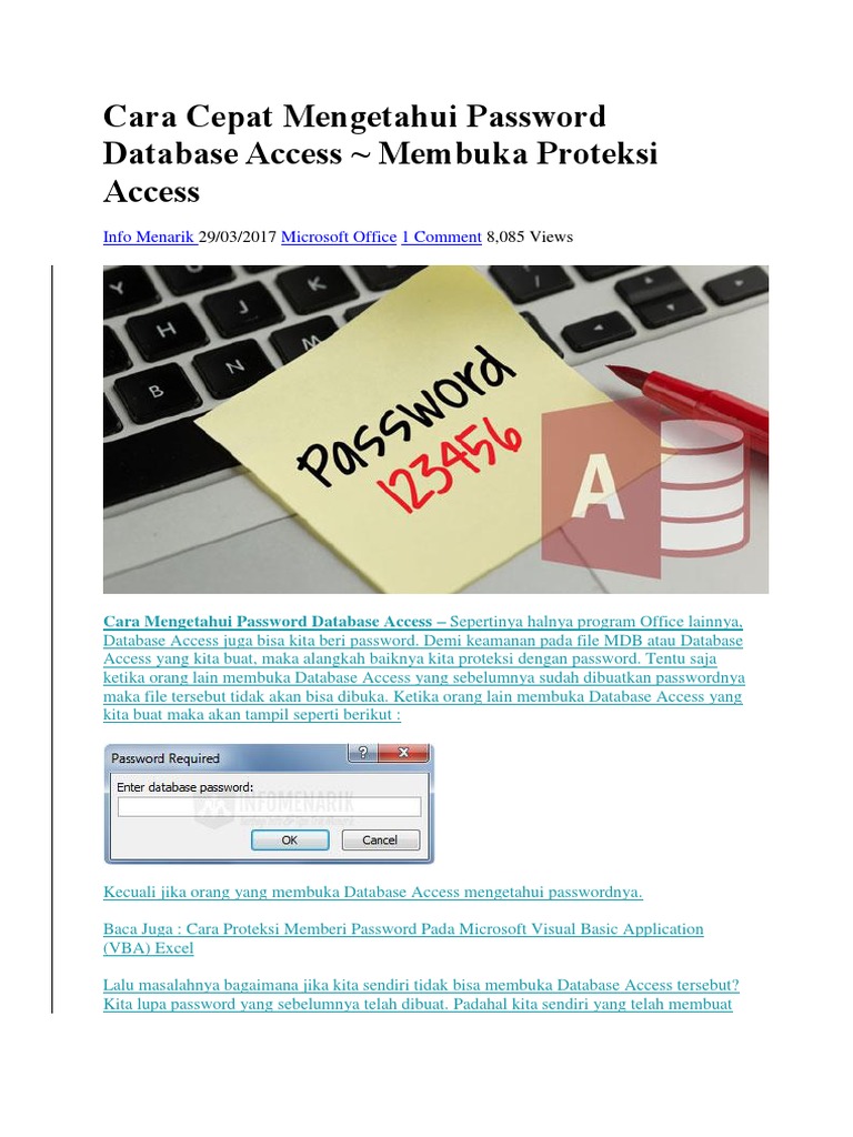 Cara Cepat Mengetahui Password Database Access | PDF | Komputer