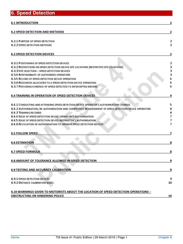 Speed Detection Methods and Devices Guide | PDF | Speed Limit | Calibration