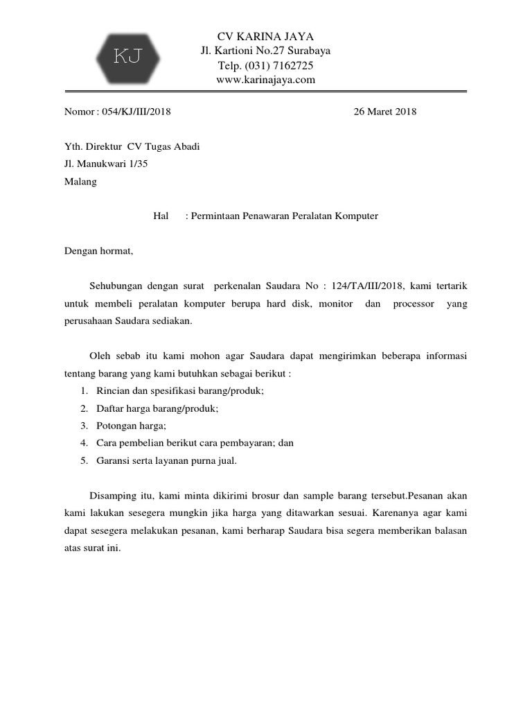 Surat Permintaan Penawaran