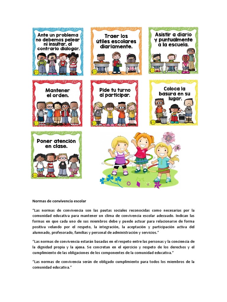 Normas de Convivencia Escolar | PDF | Crecimiento personal y ...