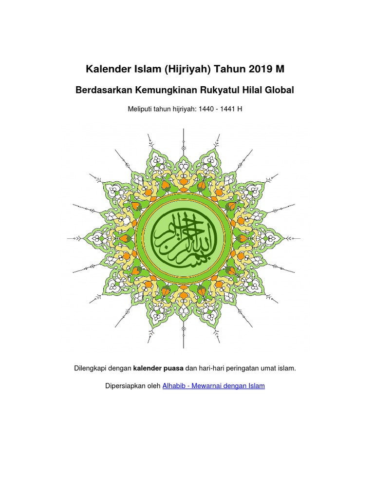 Kalender Islam Global Tahun 2019 Mpdf
