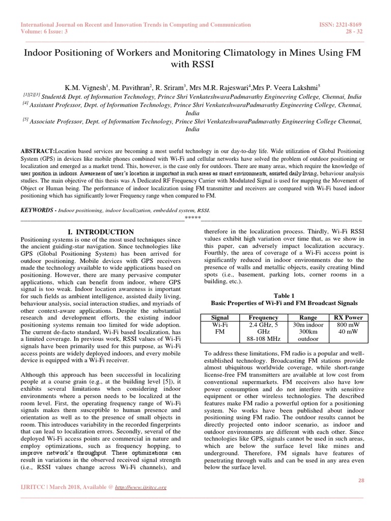 Indoor Worker Positioning Using FM Signals | PDF | Global Positioning ...