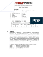 Matemática 1: I. Datos Generales