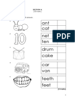 Ant Cat Net Ten Drum Cake Car Van Teeth Feet: Tick The Correct Answer