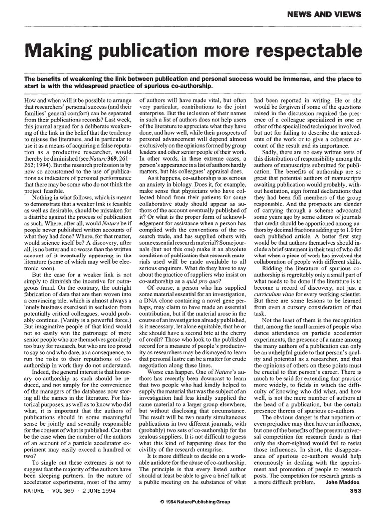 Nature Publishing Group Overview 1994 | PDF