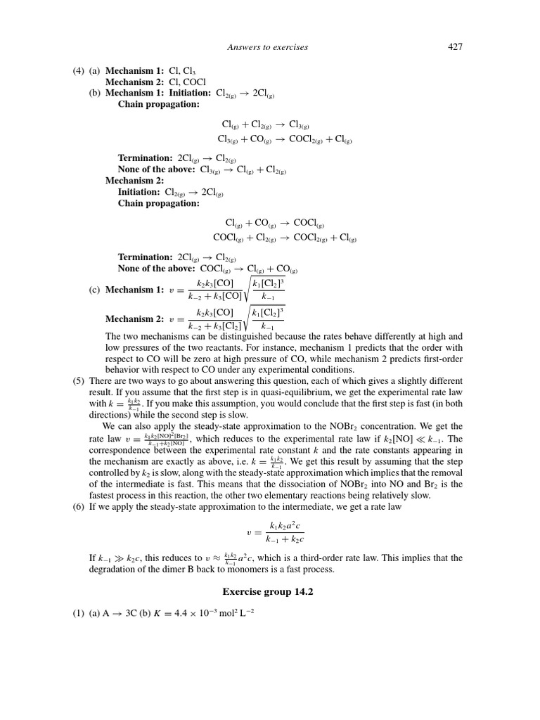 Mechanism 2 CL, Cocl Chain Propagation Answers To Exercises PDF