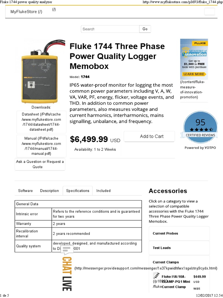 Fluke 1744 Power Quality Analyzer PDF Analog To Digital Converter