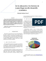 Relación Entre La Educación y Los Factores de Producción para Llegar Un Alto Desarrollo Económico.