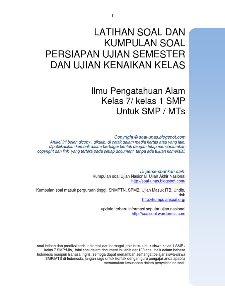 Kumpulan Soal Fisika Kelas 7