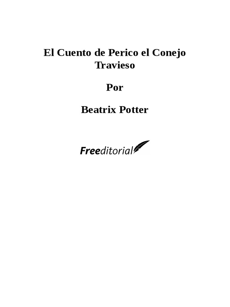 El Cuento de Perico El Conejo Travieso PDF Alimentos Ocio