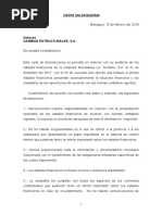 Carta salvaguarda  Auditoría financiera  Contralor