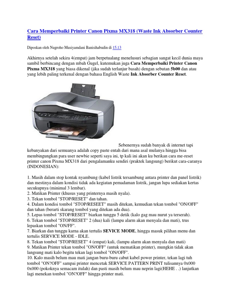Cara Memperbaiki Printer Canon Pixma MX318 | PDF | Komputer