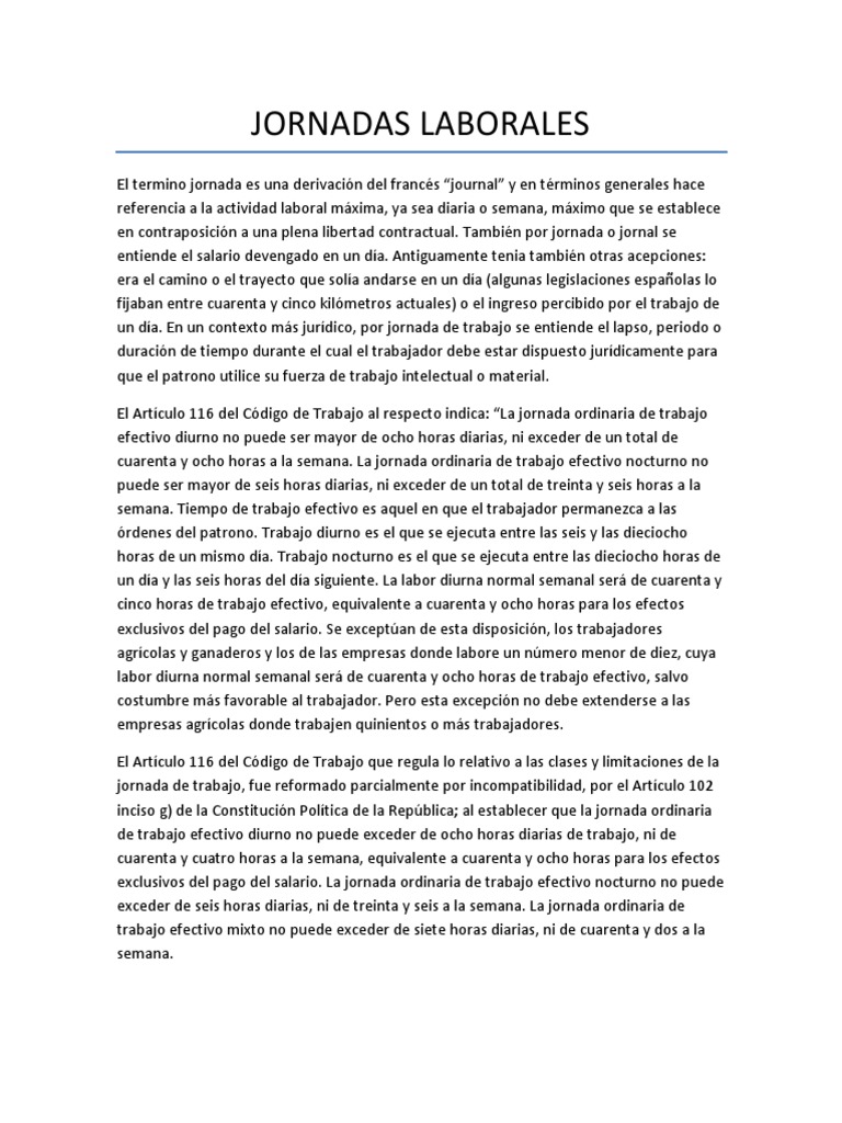 Jornadas Laborales en Guatemala | Descargar gratis PDF | Tiempo de ...