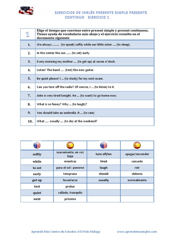 Present Simple Present Continuous Ejercicios Resueltos 1 PDF PDF 