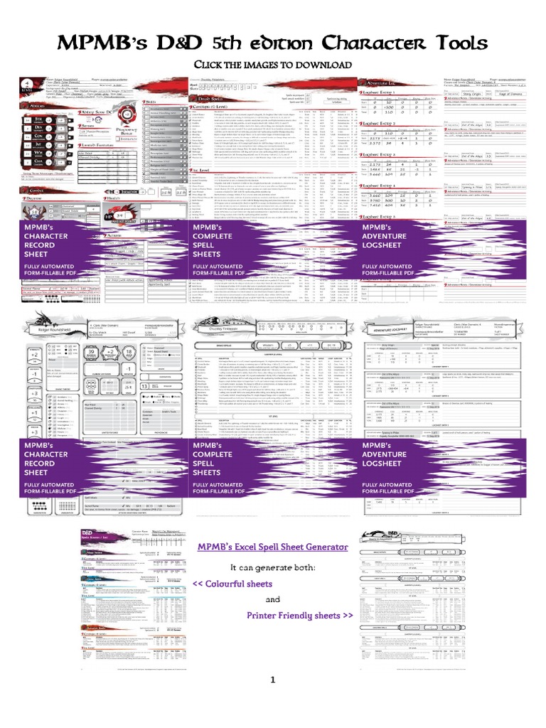D&D 5ed character sheet | Software Bug | Portable Document Format