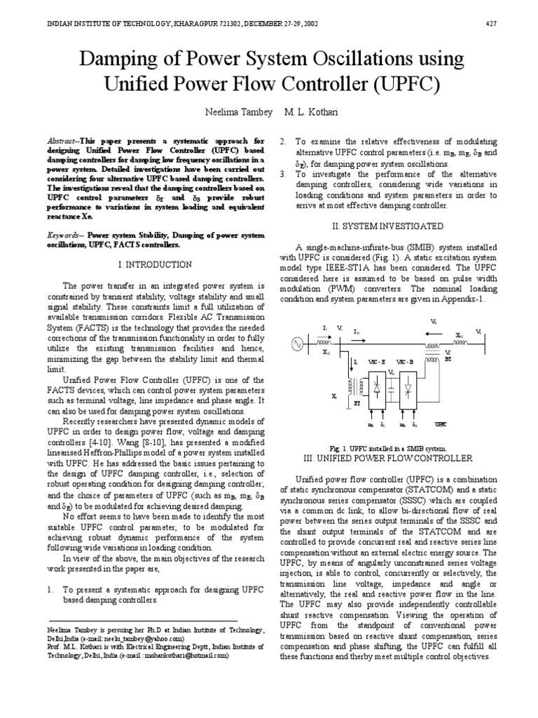 Damping of Power System Oscillations Using Unified Power Flow