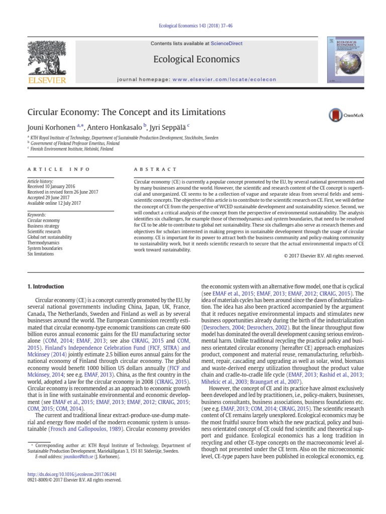 Circular Economy, The Concept and It's Limitations | PDF ...