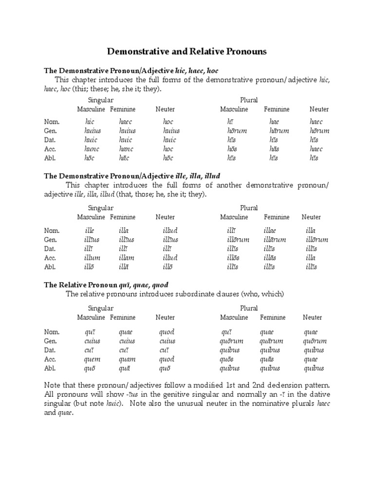 Demonstrative and Relative Pronouns! The Demonstrative Pronoun/Adjective Hic, Haec, Hoc! PDF