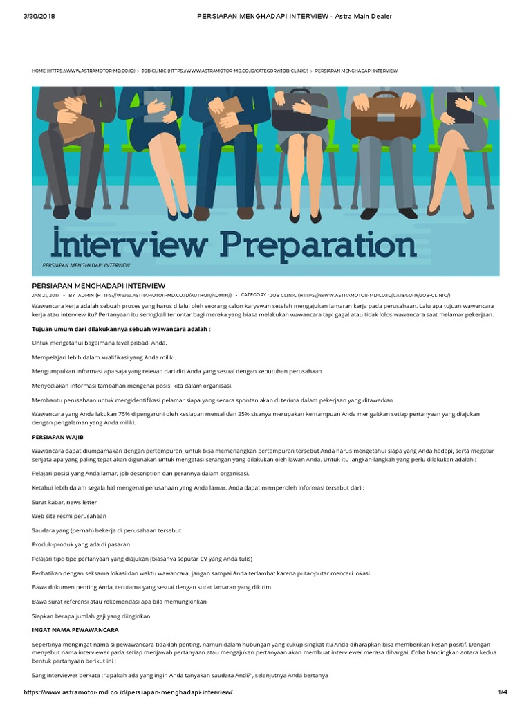Persiapan Menghadapi Interview - Astra Main Dealer | PDF | Karier ...