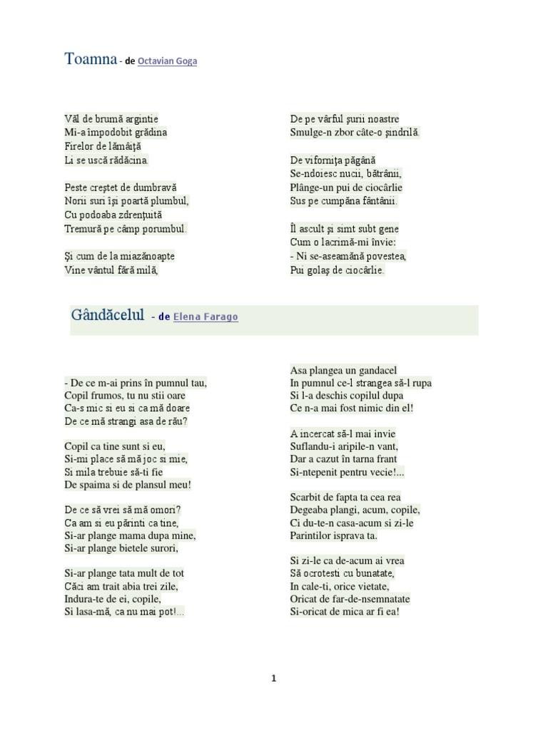 Toamna De Octavian Goga Toamna: Octavian Goga