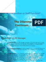 HR: Line Function or Staff Function?: The Dilemma Continues