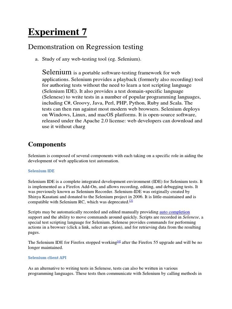 Demonstration On Regression Testing | PDF | Selenium (Software) | Software