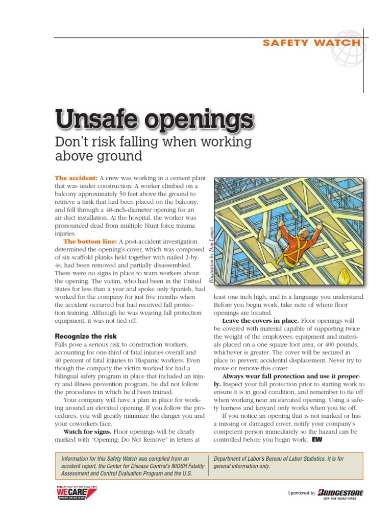 Unsafe Openings | PDF | Prevention | Safety