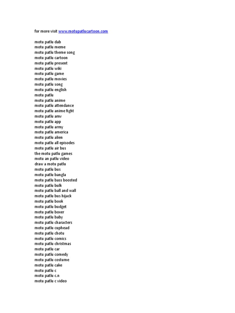 Motu Patlu Keywords List Leisure