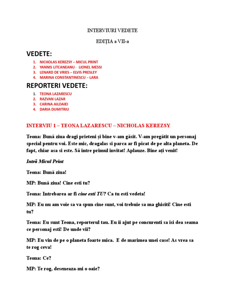 Vedete Interviuri | PDF
