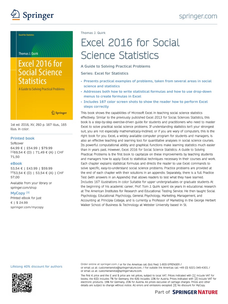 Excel 2016 for Social Science Statistics | PDF | Microsoft Excel ...