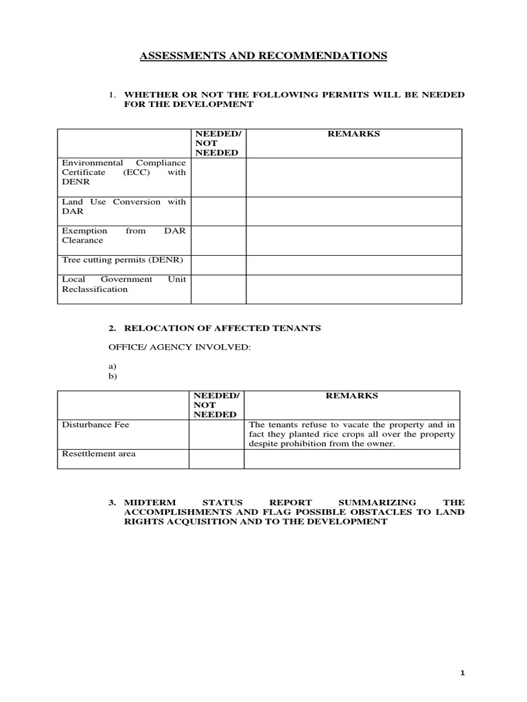 Assessment And Recomendations Pdf