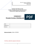 Assignment 1 Dynamic Systems: Modeling and Analysis